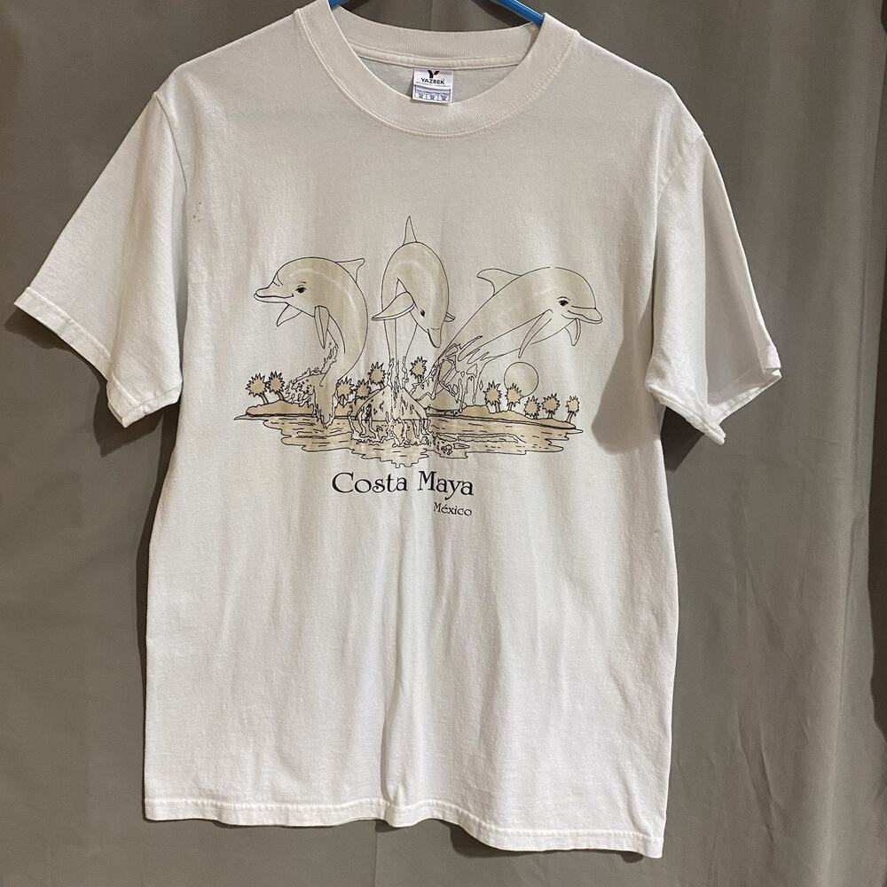 Yazbek brand t-shirt dolphin graphic from Costa Maya, México Size Medium TG2085